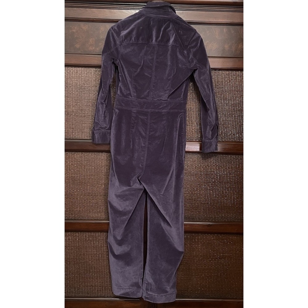 Madewell Purple Eggplant Stretchy Velvet Velveteen Slim Coverall Jumpsuit Sz 00 - Picture 9 of 13
